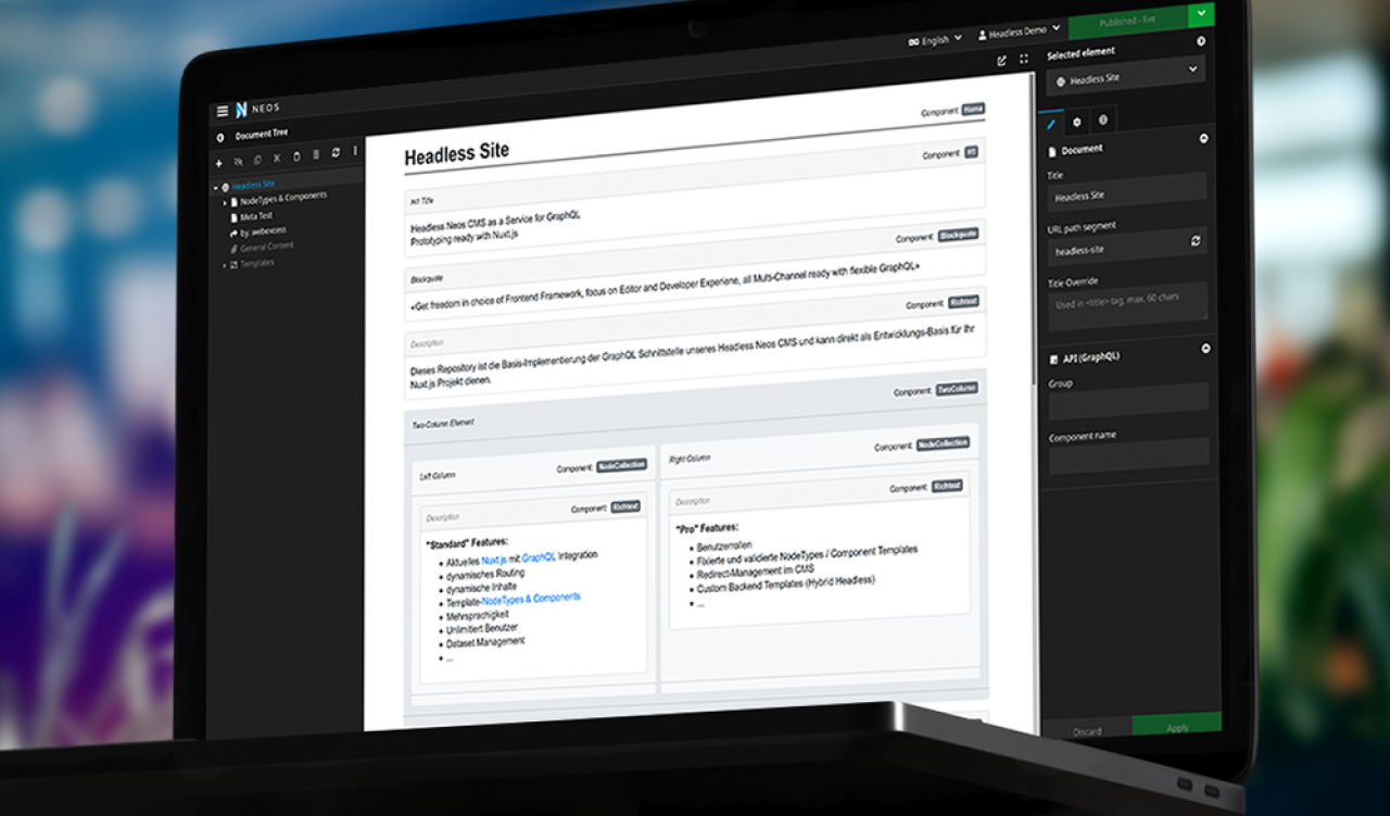Neos Verwaltungsoberfläche (Backend)
