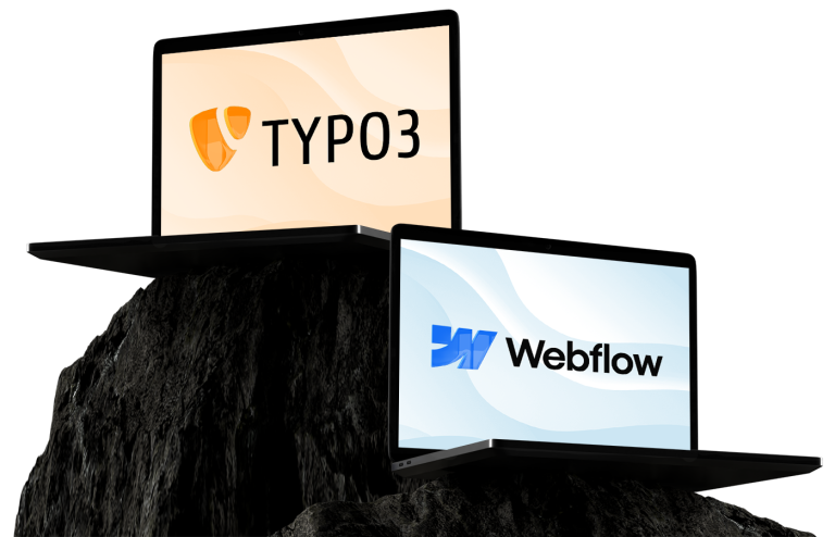 Zwei Laptops zeigen die Logos 