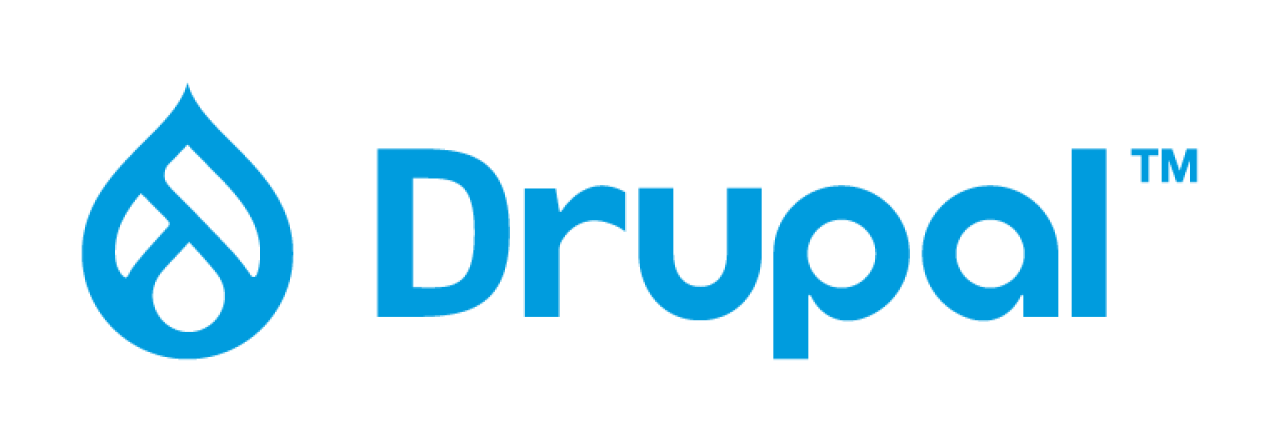 Wortmarke Drupal mit dem blauen Tropfensymbol links