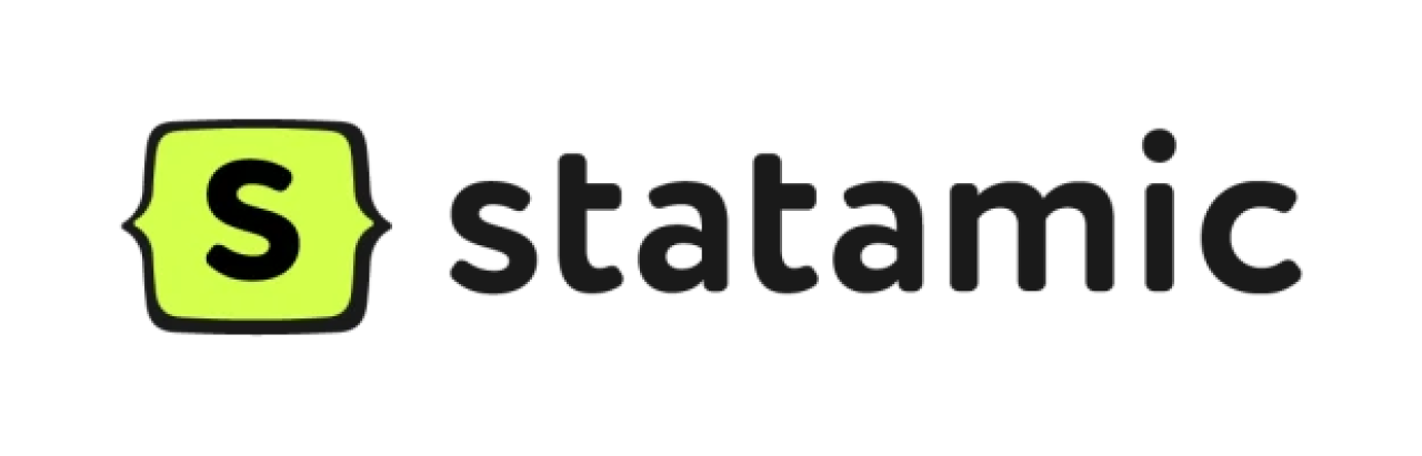 Wortmarke Statamic mit dem Buchstaben S in einem hellgrünen Siegel