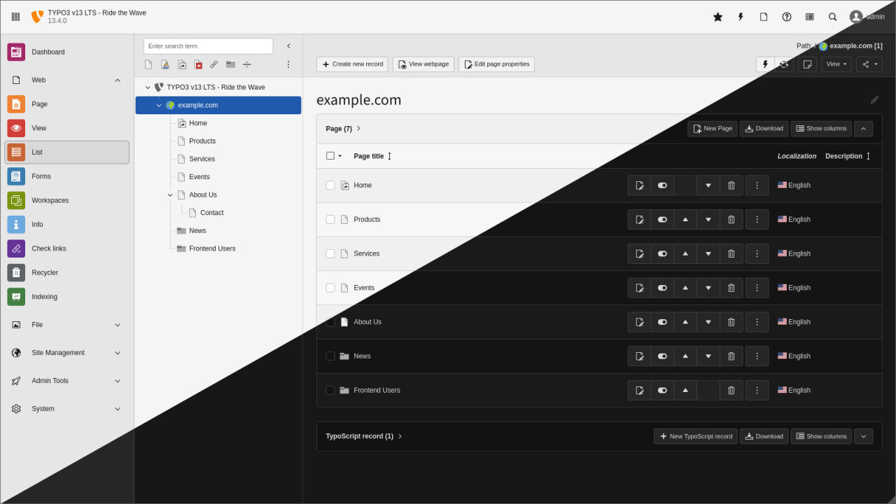 Überarbeitete TYPO3 Backend-Oberfläche