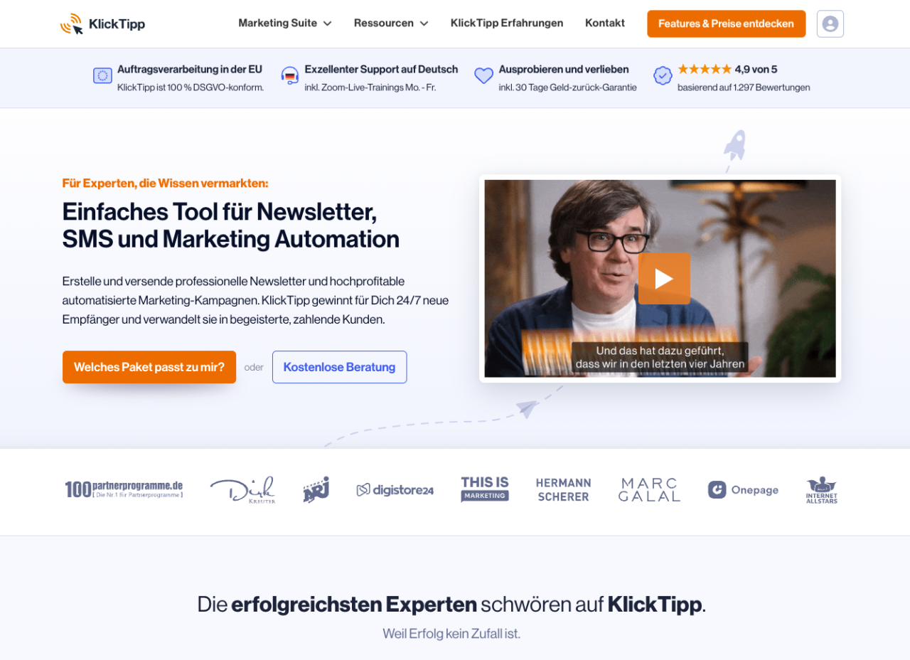 Konversionsorientiertes Webdesign auf Klicktipp