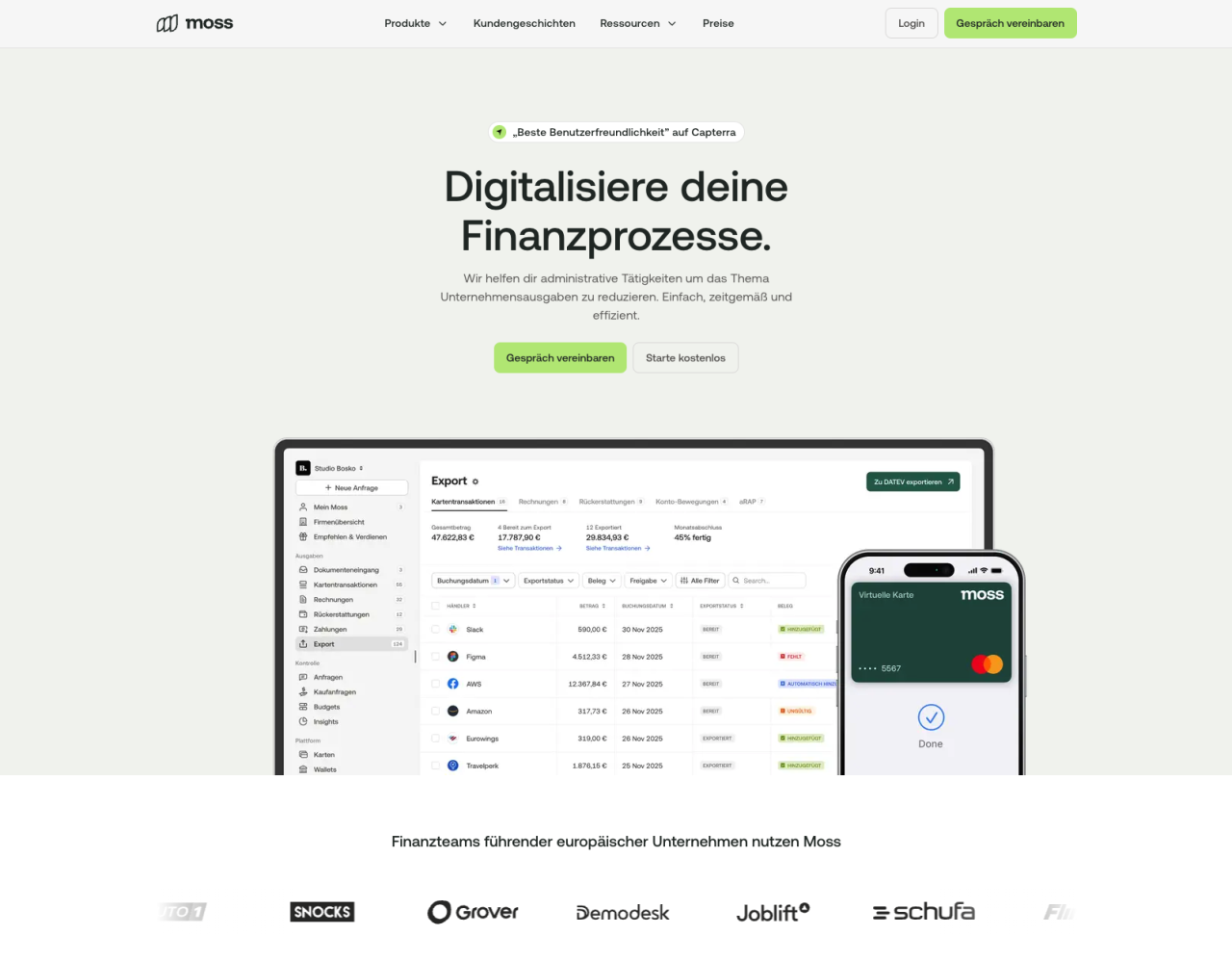 Konversionsorientiertes Website Design bei Moss