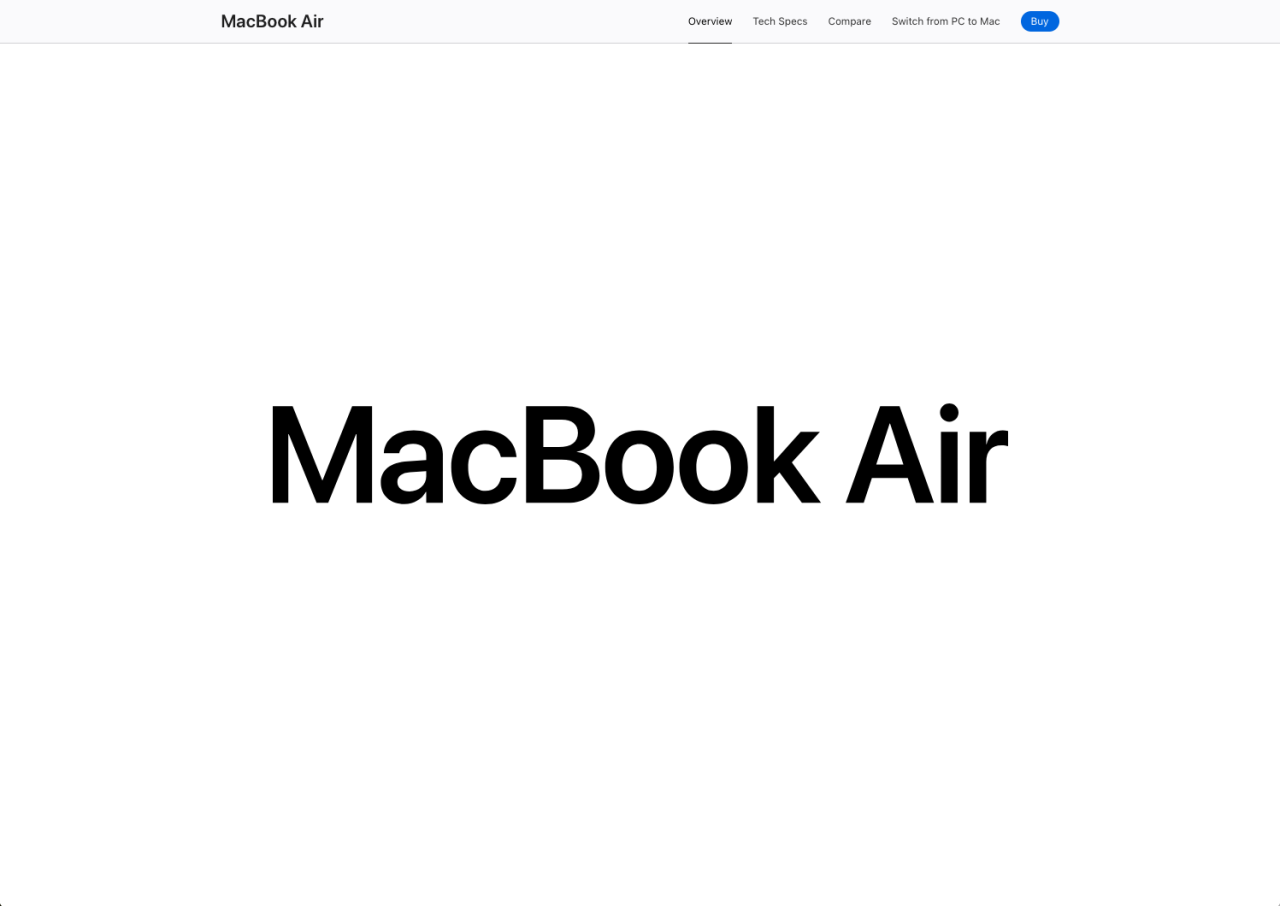 Übertrieben großzüger White Space beim Apple Macbook Air
