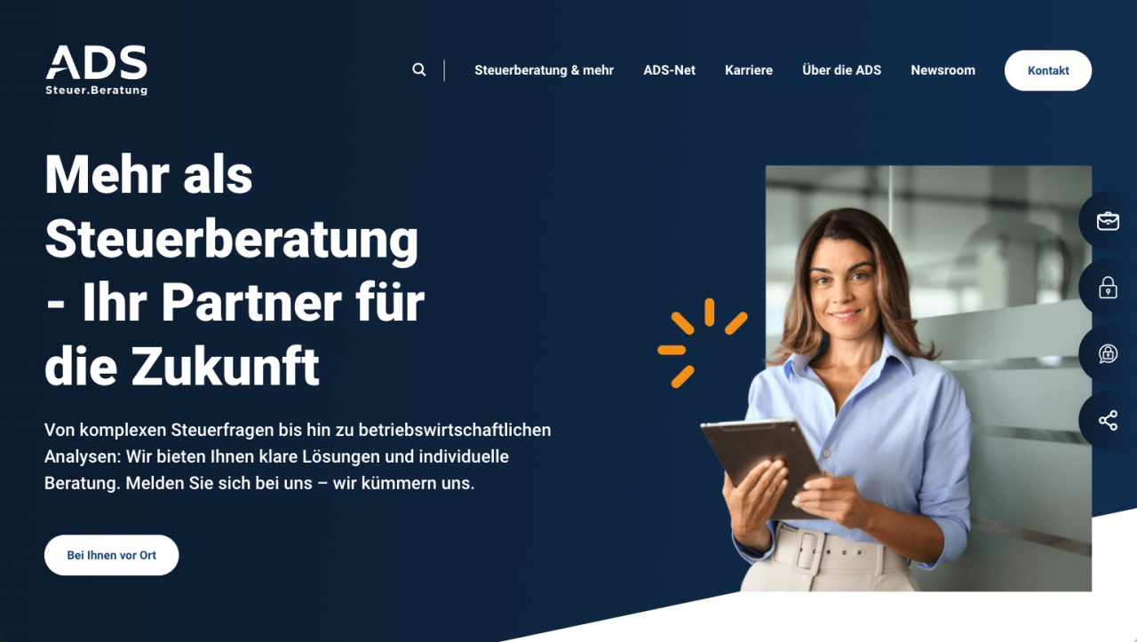 Full-Page Header Website einer Steuerkanzlei