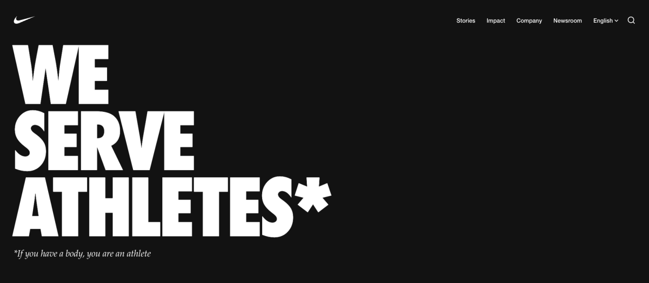 Kräftige Typografie bei Nike