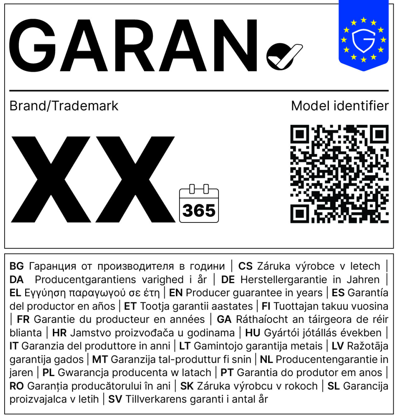 EU-Garantielabel GARAN in Farbe