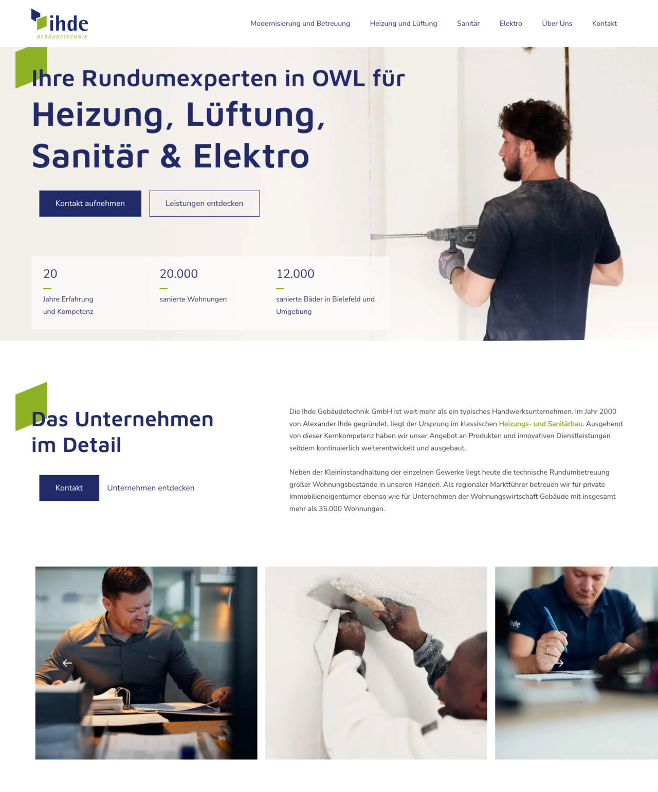 Website Erstellung für die Firma IHDE Gebäudetechnik aus Bielefeld