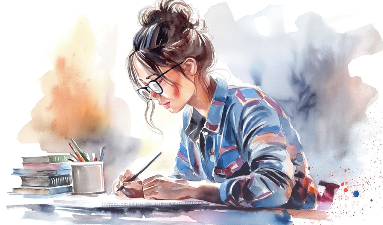 Abstrakte Illustration eines Designers, der ein Webdesign erstellt