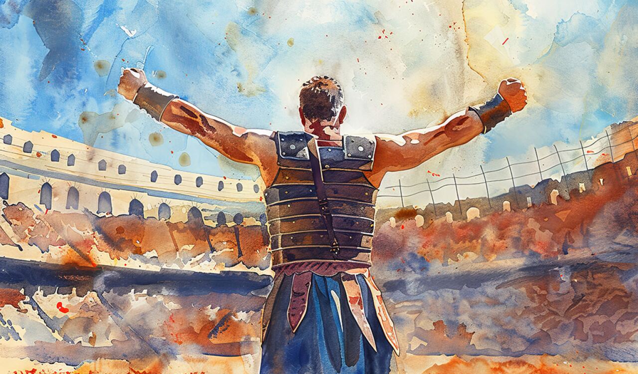 Abstrakte Illustration eines Gladiators in einer Arena