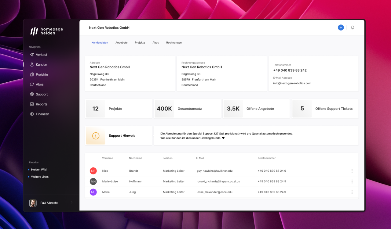Screenshot einer Laravel Anwendung