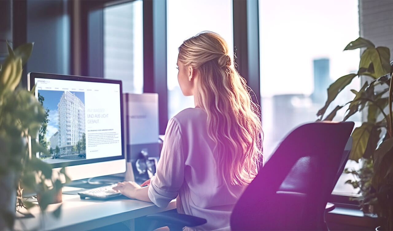 Webdesignerin am Arbeitsplatz